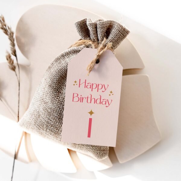 Pink Sparkle Birthday Tags